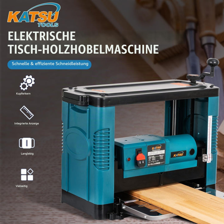 KATSU Tools Dickenhobelmaschine 330mm 1850W Dickenhobel Elektrischer Hobel Holzbearbeitung Multifunk