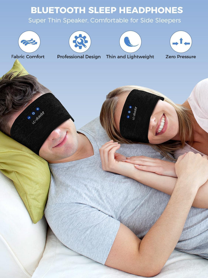 LC-dolida Schlafkopfhörer Bluetooth 5.4, Schlaf Stirnband Kopfhörer Headband Schlafmaske, Sportskopf