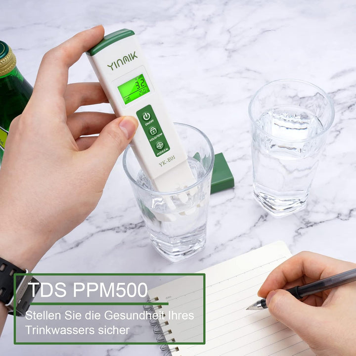 YINMIK Digitales pH Messgerät und TDS Tester Set, TDS EC mit Einem Horizontalen Bildschirm, ppm Mess