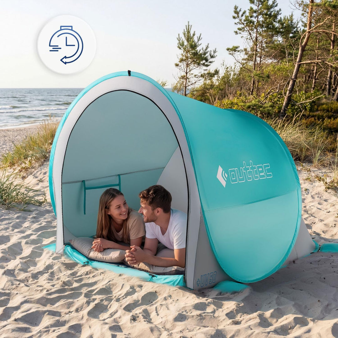 Strandmuschel UV Schutz 50, Pop Up Strandzelt, Leicht zu Tragen, Koffertauglich, Strand Windschutz u
