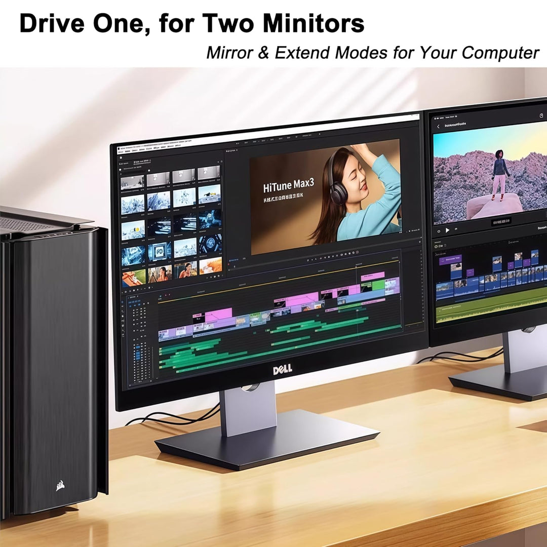 4K@60Hz DisplayPort auf Mini HDMI Kabel, DP zu MINI HDMI 1,8m Kabel 3D 1080P 3840x2160 2K@120Hz UHD
