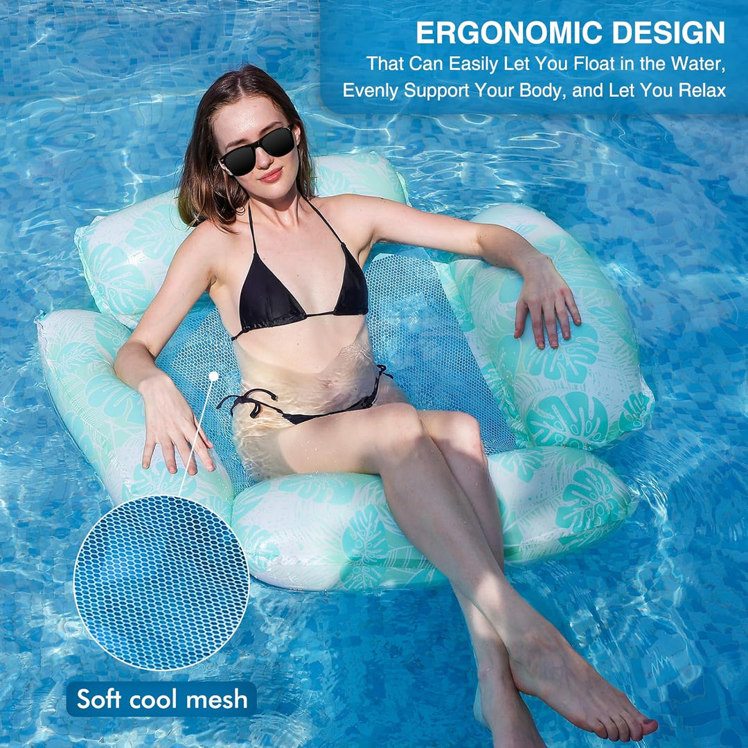 3er-Pack aufblasbare Pool-Hängematten, 48 x 48 Zoll, tropisches Design, Rosa, Blau, Grün, für Erwach