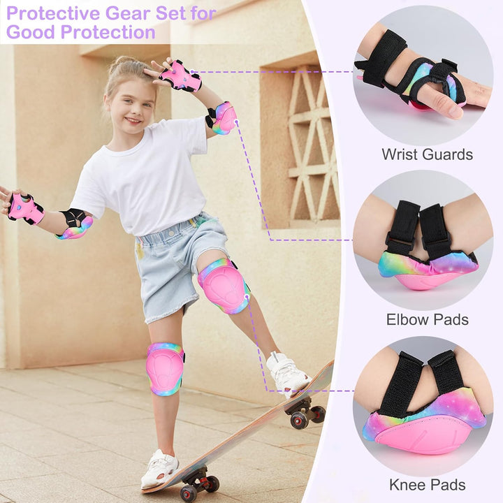 MHJY Knieschoner Kinder Schoner Inliner 6Pcs Protektoren Set Knie und Ellenbogenschützer Handgelenks