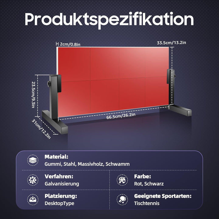 MINRS Tischtennis Rebound Board Tischtennis Rückschlagbrett, mit 8 Bretter Gummis, 360°-Winkelverste