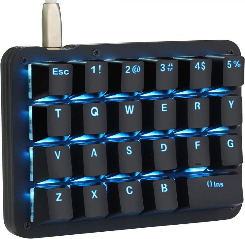 Koolertron Einhand Mini Tastatur, Mechanische Gaming Tastatur mit 23 Voll Programmierbaren Tasten, G