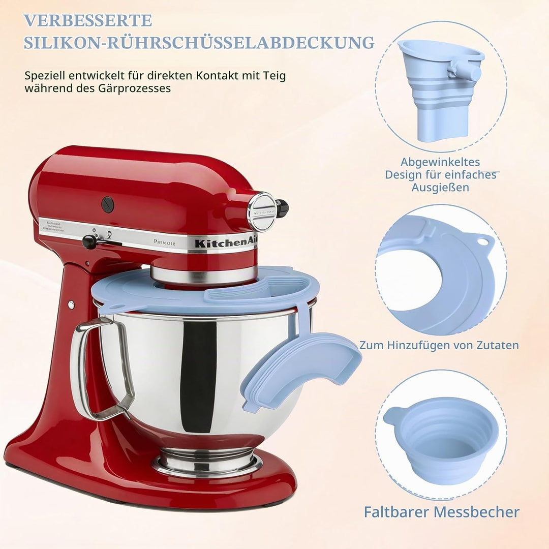 Mixer Mehl Trichter Spritzschutz Kompatibel mit KitchenAid 3-in-1 Standmixer Zubehör mit faltbarem M