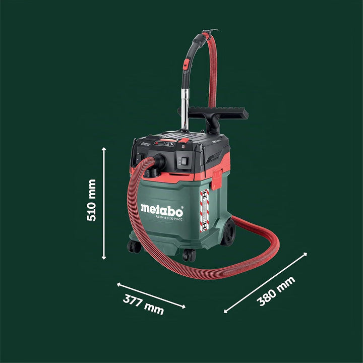 metabo AS 36-18 H 30 PC-CC Akku-Sauger, 18V Nass- und Trockensauger | Zertifizierter Industriestaubs