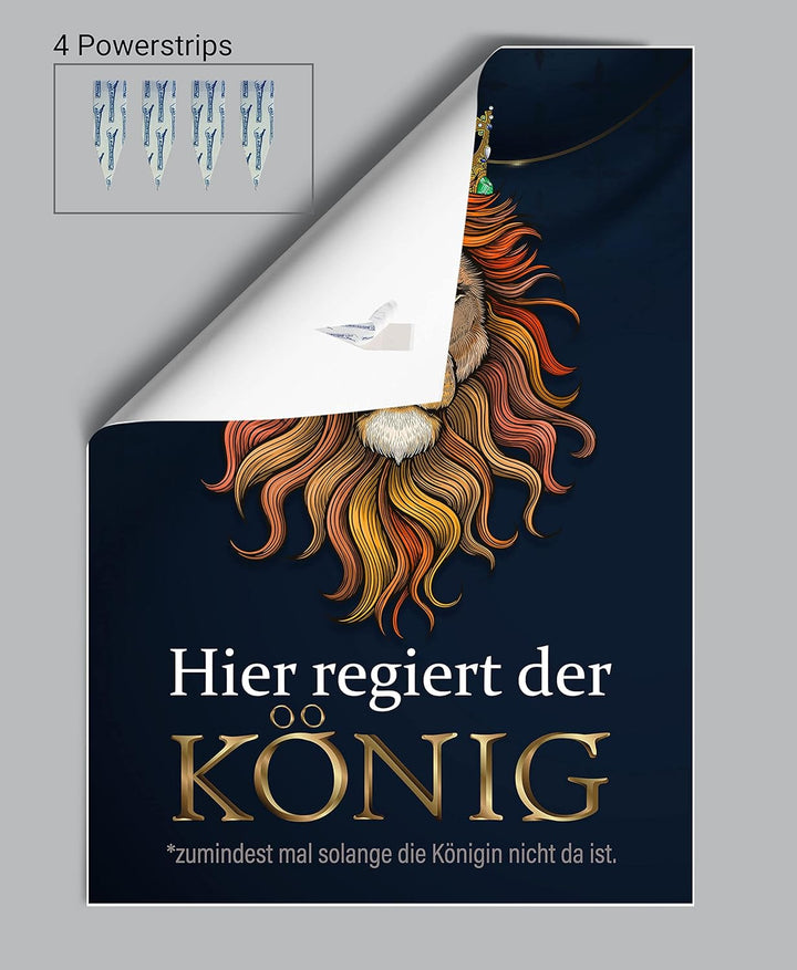 wandmotiv24 Poster als Wanddeko, Grösse Din A0, Hier regiert der König, Löwe, Königin, Afrika, Tiere