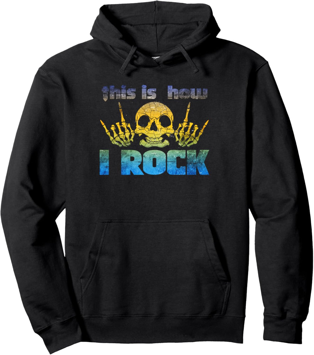 Rock Gitarren Spieler Rockmusik Vintage Rock and Roll Pullover Hoodie