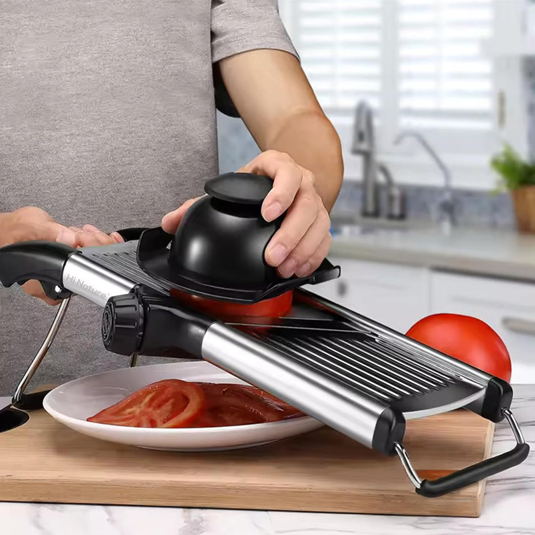 HI NATURE™ Edelstahl Gemüseschneider Mandoline – Verstellbarer Gemüse Mandolinenschneider mit Schnit