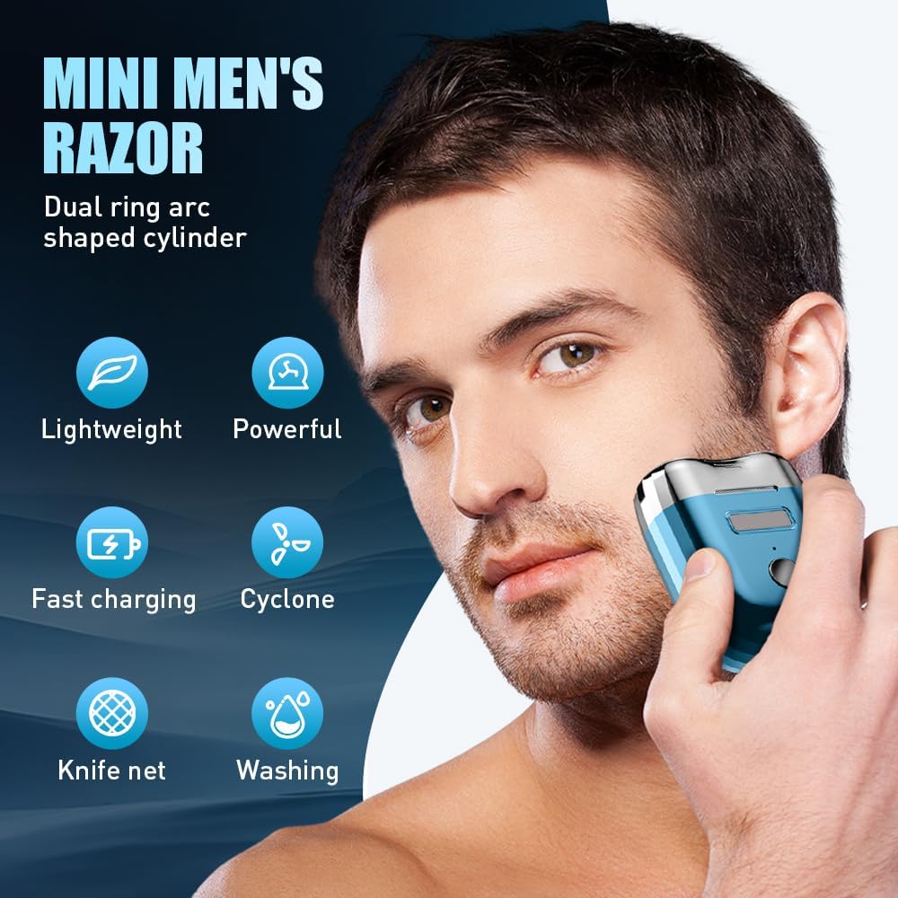 2025 Neu Rasierer Herren Elektrisch, Mini Portable Electric Shaver, IPX7 Wasserdicht Mini Trockenras