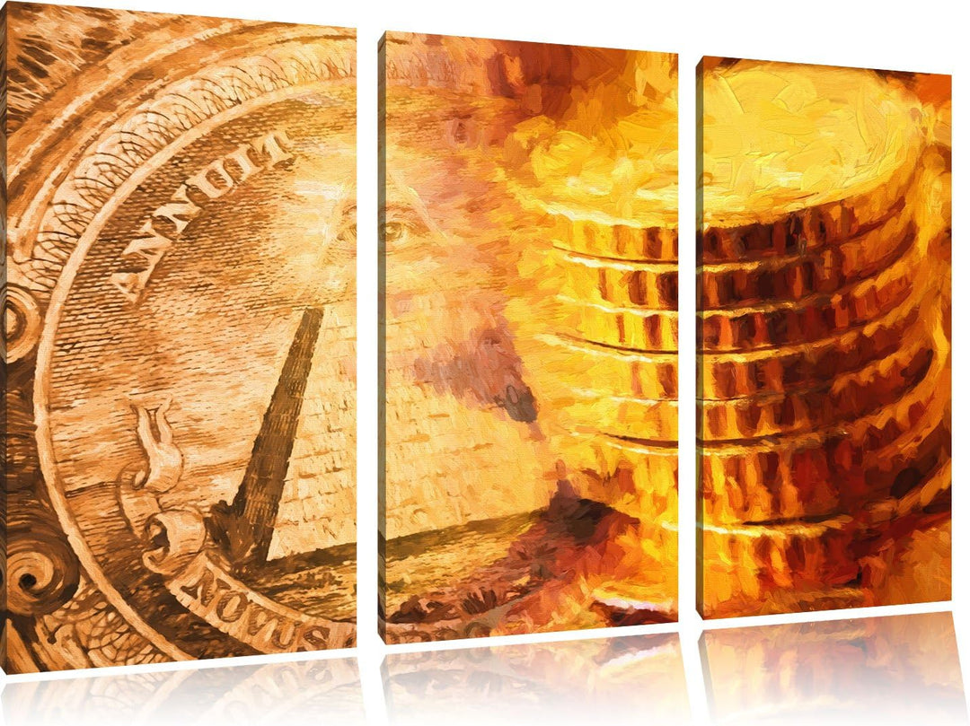 Pixxprint Illuminati Pyramide als Leinwandbild/Grösse: 3 Teilig (120x80) cm/Wandbild/Kunstdruck/fert