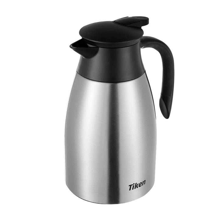 Tiken 1.5L Thermoskanne Edelstahl Doppelwandige Vakuumisolierung Isolierkanne Kaffeekanne, Silbrig S