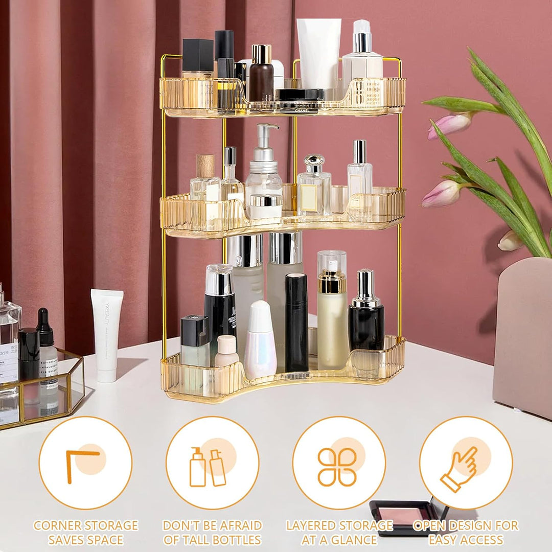 Make Up Organizer, Kosmetik Organizer Mit 3 Ebenen Grosse Kapazität Kosmetikorganiser Parfüm Duschge