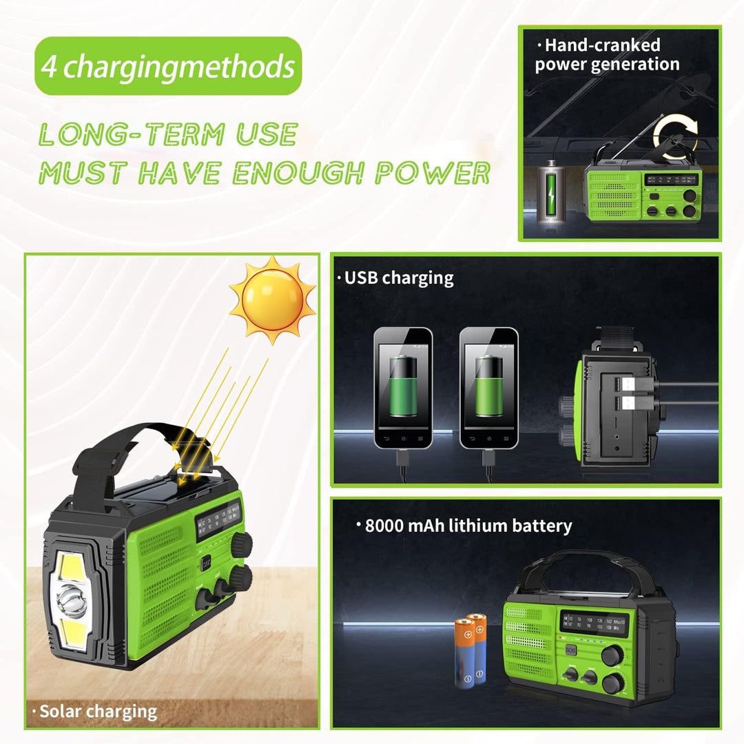 Solar Kurbelradio Notfall Outdoor Radio mit AM/FM 8000Mah Hand kurbel Notfall Radio Taschenlampen Be