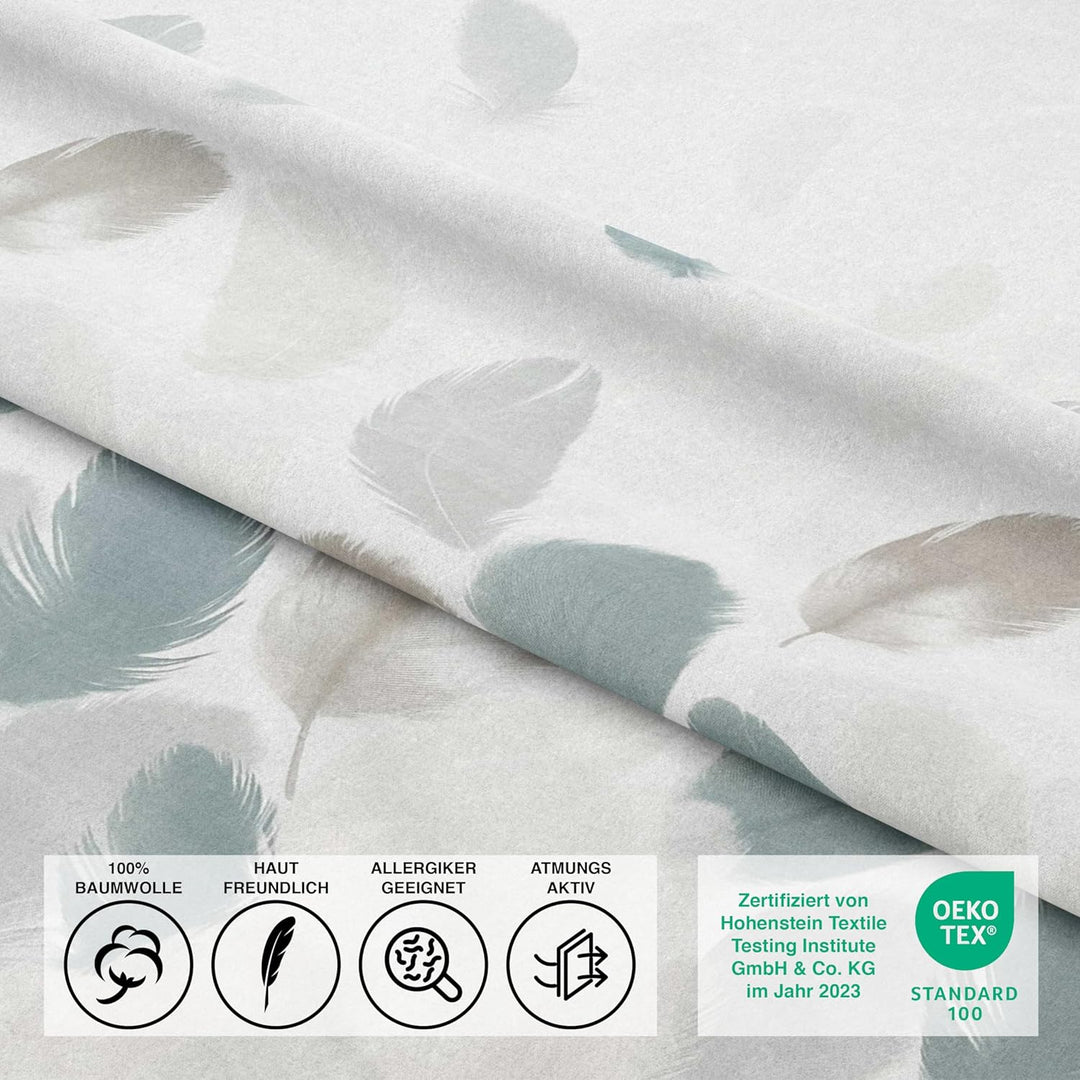 Class Home Collection Bettwäsche 135x200 Baumwolle Renforce 2 teilig Bettwäsche-Set mit Reissverschl