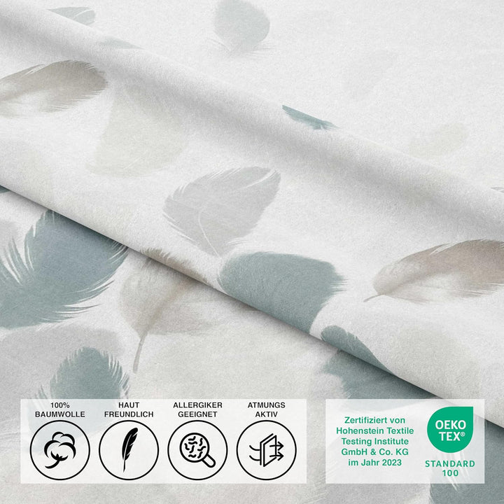 Class Home Collection Bettwäsche 135x200 Baumwolle Renforce 2 teilig Bettwäsche-Set mit Reissverschl