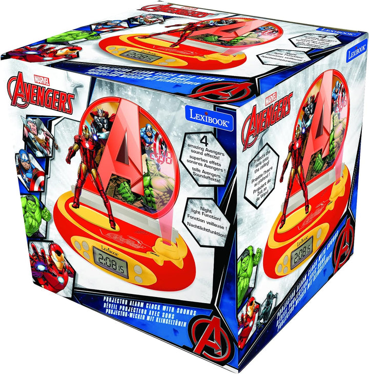 Lexibook RP510AV Marvel The Avengers Iron Man Projektor Funkuhr, integriertes Nachtlicht, Zeitprojek