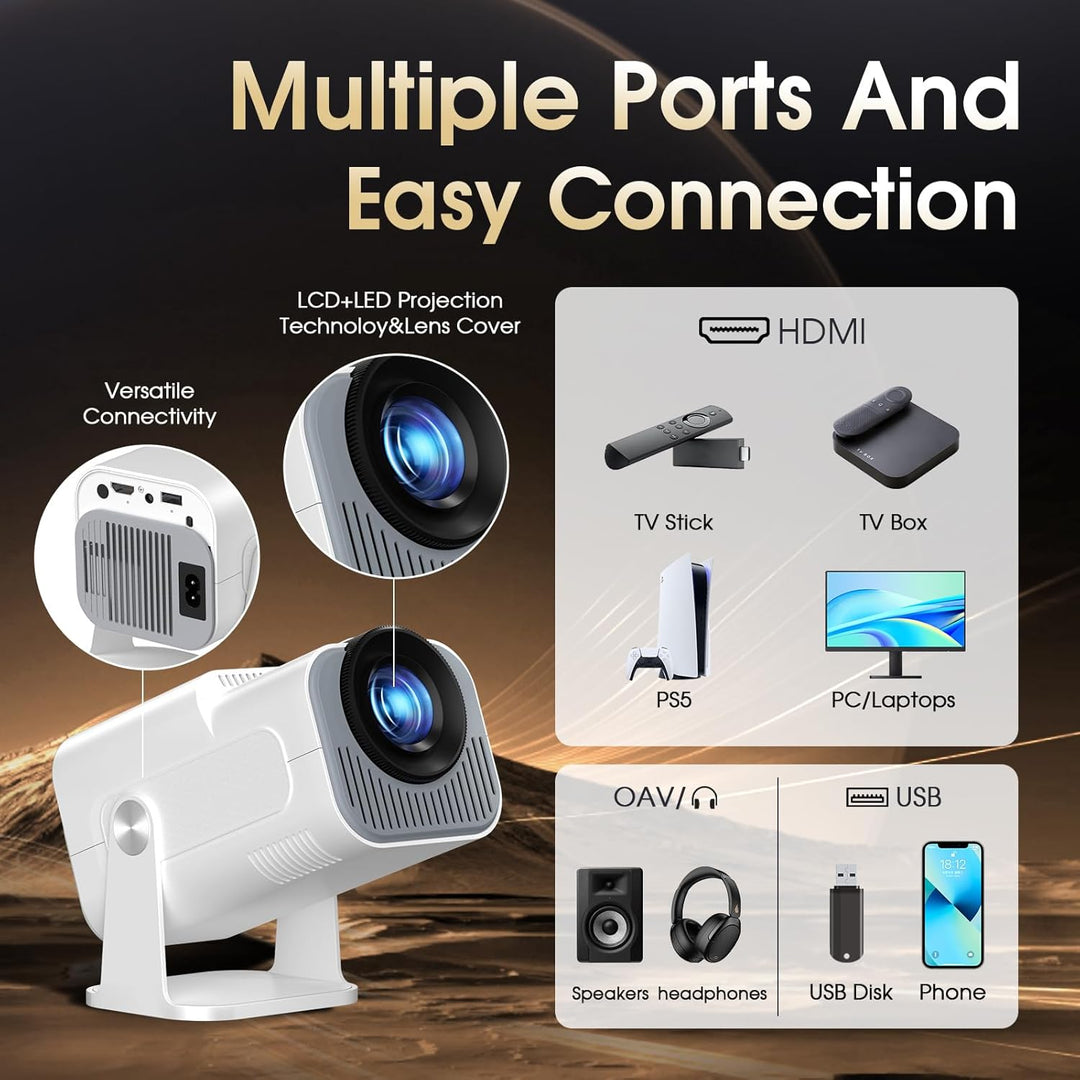 [Bulit-in App] 2024 Mini Beamer 1920*1080P FHD 4K Mini Projektor Dual Control mit Maus Android TV Wi
