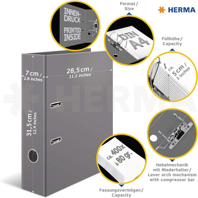 HERMA 7177 Ordner A4 Städte Barcelona, 10 Stück, 7 cm breit, Motiv Aktenordner aus Pappe mit Innendr