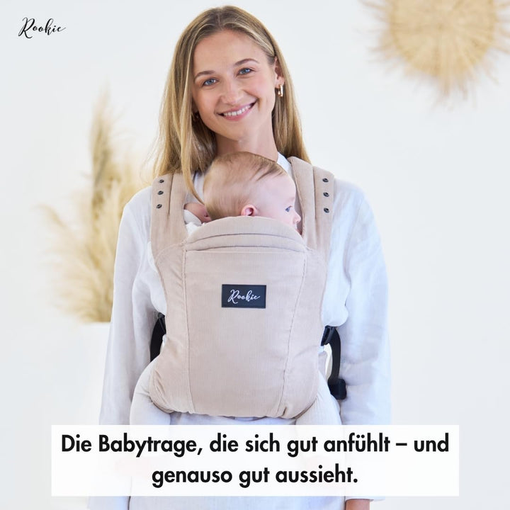 Rookie Babytrage ab Geburt - Ergonomisch, Bequem, Bio-Stoffe - Premium Elite Design - Baby Trage sch