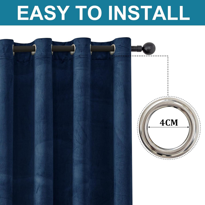YSTELLAA Samtvorhang 2er Set, Gardinen Vorhänge, 140×280cm, Verdunklungsvorhänge Schlafzimmer Mit Ös