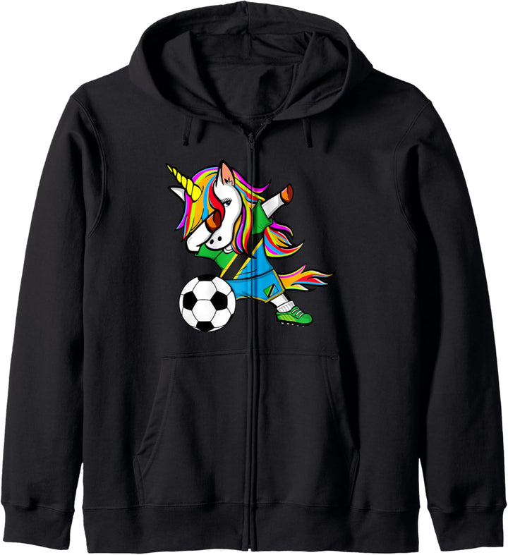 Dabbing Einhorn Unicorn Tansania Fussball Tansanische Flagge Kapuzenjacke