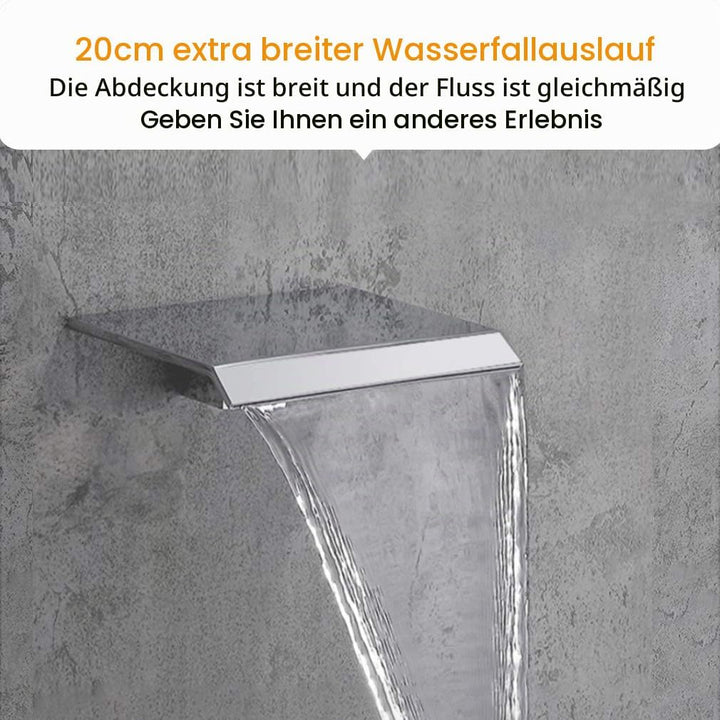 PHASAT Armatur Wand für Badezimmer Wasserhahn Wasserfall 2 Loch Unterputz Waschtischarmatur Wandmont