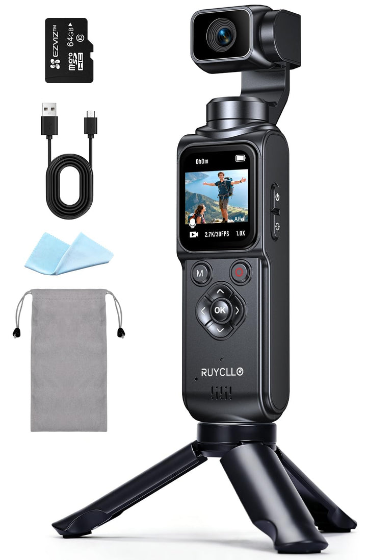 Action Kamera 4K, Vlog Kamera mit 1,72-Zoll-Sensor und 2-Achsen Stabilisierung, Touchscreen Digitalk
