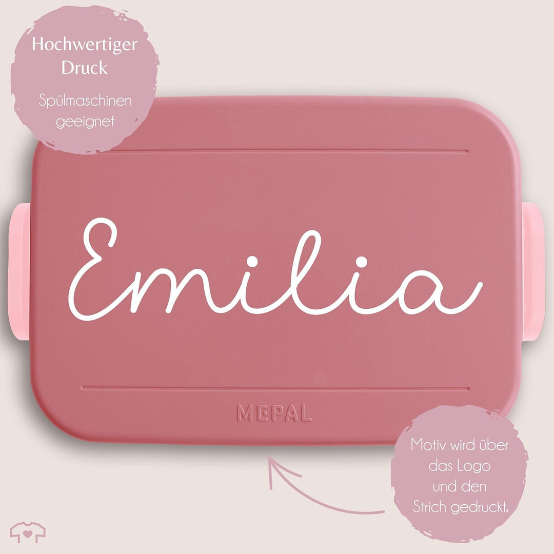 Bento Box Midi Lunchbox für Mepal Bentobox - Wunschtext - Kinder Brotdose Wunschname in Schreibschri