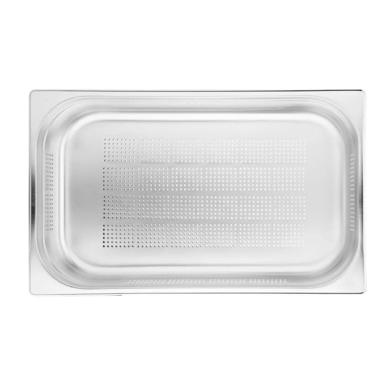 Vogue K841 Gastronomiebehälter aus Edelstahl, Gastronorm 1/1, 100 mm tief, perforiert, silber 100mm,