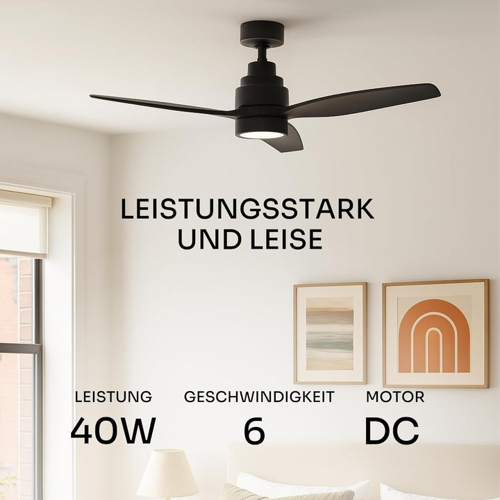 Mellerware - Deckenventilator mit Fernbedienung Brizy Bright | 45W | 6 Geschwindigkeiten | Sehr Leis