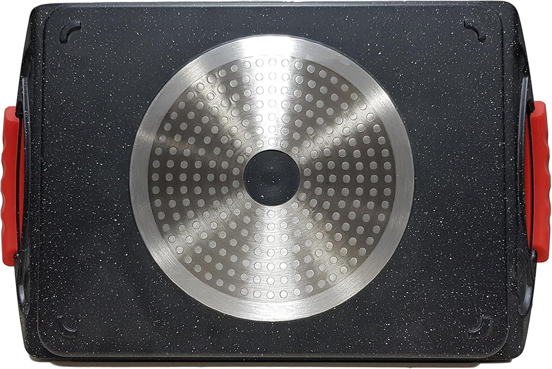 Greblon C3 Plancha/Grill in Steinoptik, 35 x 22 cm, ohne PFOA, abnehmbare Silikongriffe, für alle He