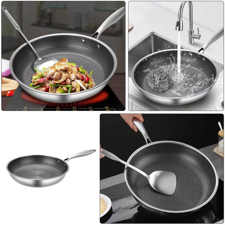 UPKOCH Edelstahl-Bratpfanne Antihaftbeschichtet Omelette-Pfanne Wabenboden Steak-Bratpfanne Gas-Koch