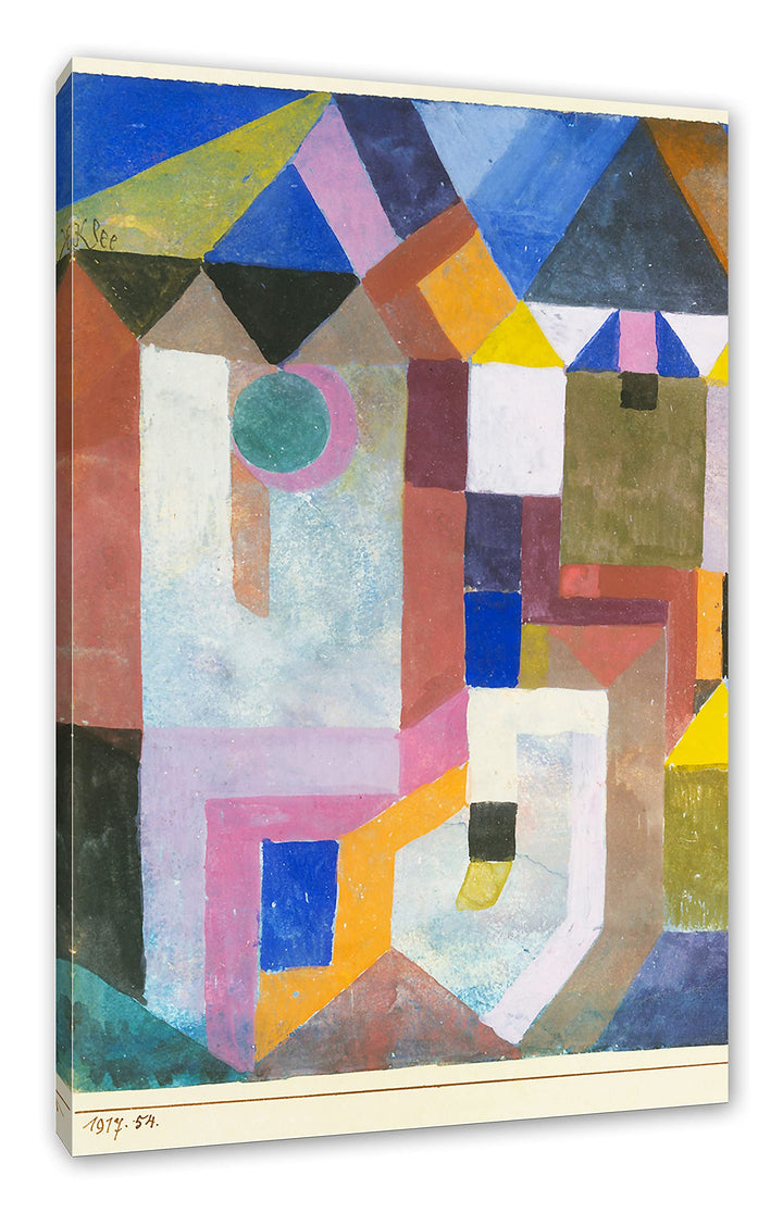 Paul Klee - Bunte Architektur als Leinwandbild / Grösse: 100x70 cm / Wandbild / Kunstdruck / fertig