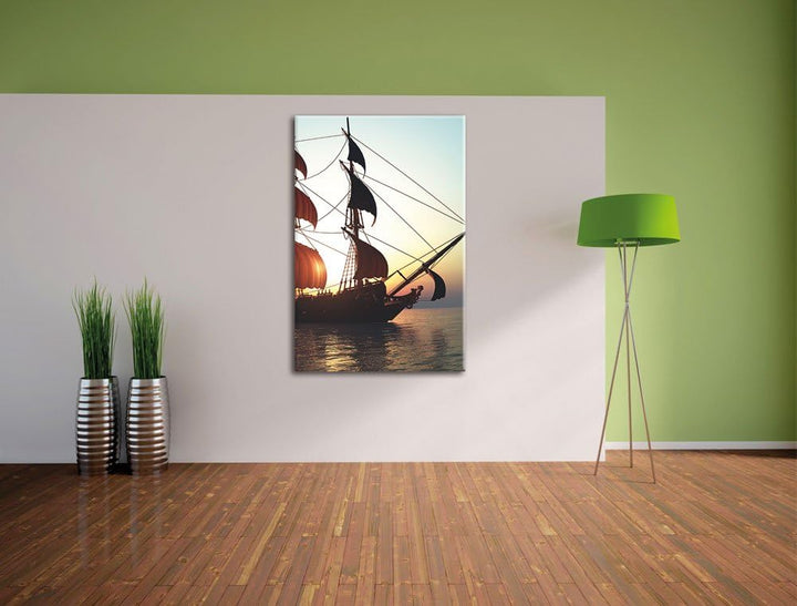 Altes Segelschiff, Format: 100x70 auf Leinwand, XXL riesige Bilder fertig gerahmt mit Keilrahmen, Ku