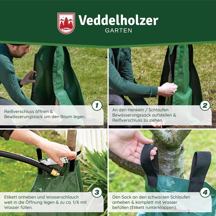 Veddelholzer 2 x 75 l Baumbewässerungssack mit Reissverschluss kombinierbar. Diebstahlschutz und Sch