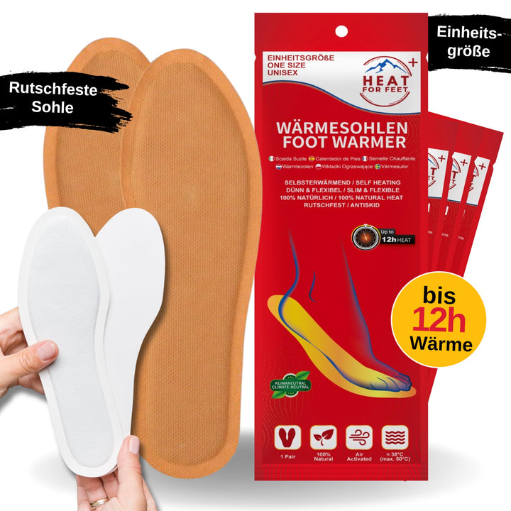 HEAT FOR FEET - Wärmesohlen für Schuhe - 30 Paar - Sofort wärmende & Bequeme Einlegesohlen, bis zu 1