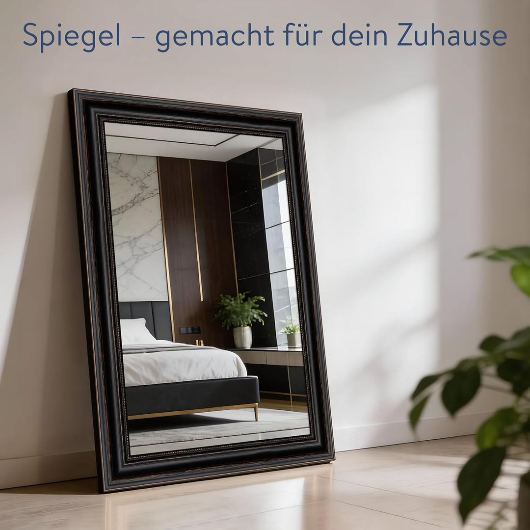 WANDStyle Spiegel Barock und Antik I Aussenmass: 60x80cm I Farbe: Schwarz I schwarzer Wandspiegel au