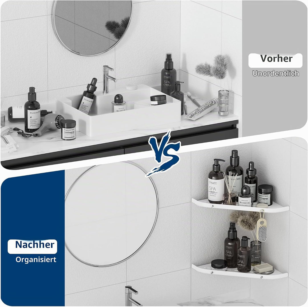 Neodrain Duschablage Ecke Edelstahl ohne Bohren Weiss Eckregal Duschkorb mit Haken für Badezimmer Sh
