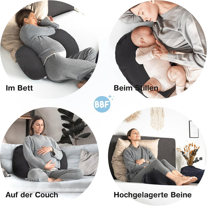 BabybeFun kompaktes Schwangerschaftskissen zum Schlafen gegen Rückenschmerzen [Extra Komfort Dank Ve