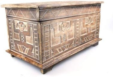 Artisanal Aufbewahrungstruhe aus Holz, Ethno-Stil, afrikanischer Stil