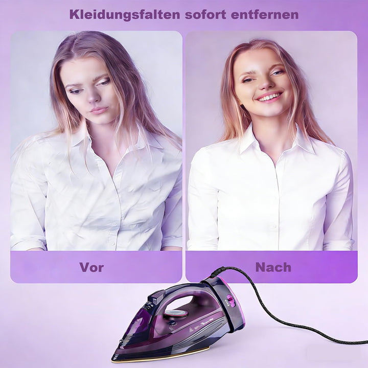 Bügeleisen, Dampfbügeleisen Kabelloses für Kleidung Handbügeleisen Iron | 2400W, Keramiksohle, Selbs