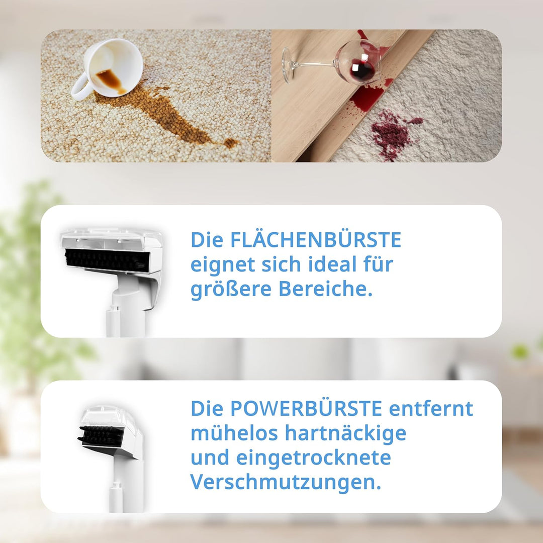 Grafner Waschsauger und Fensterreiniger mit Dual-Tank, 2 Bürsten, Fensterabzieher und Lanze, Flecken