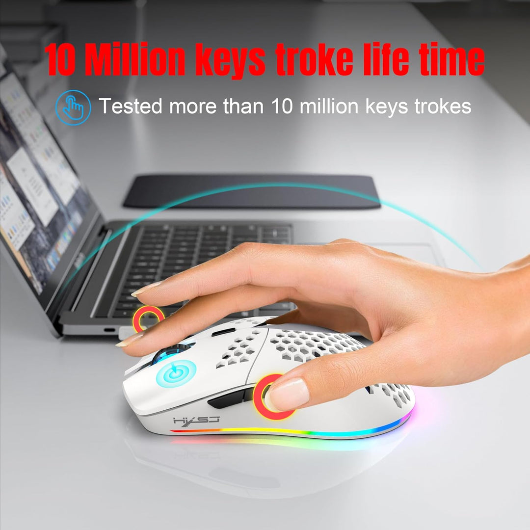 CROSS ZEBRA T66 PC Gaming Mouse, BT/2.4G Wireless/Wired, Lightweight Honeycomb Shell, Macro Program,