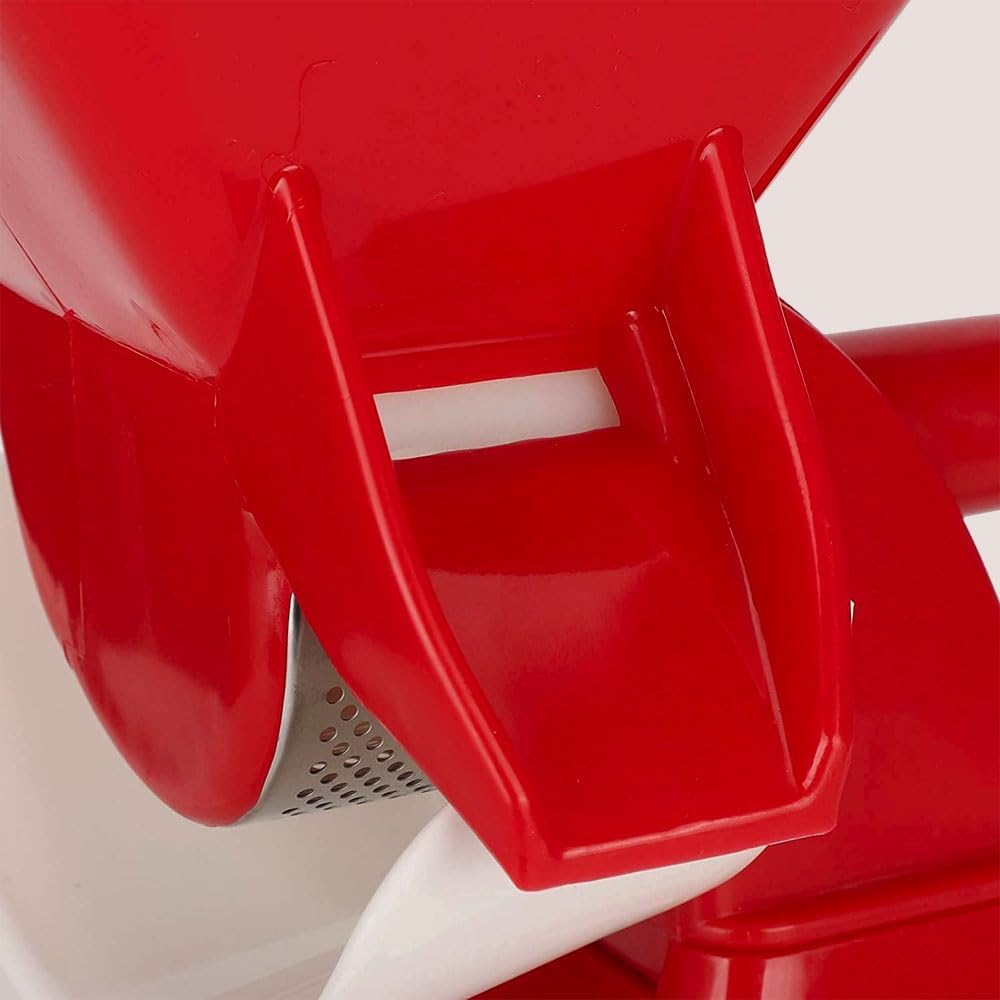 Elma Manueller Tomatenzerkleinerer Modell 24.99.1, Kunststoff-Tomatenmaschine mit rotem Edelstahlfil