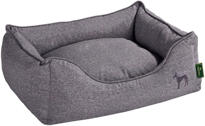HUNTER Boston Hundesofa, Hundebett, Wendekissen mit Plüschbesatz,pflegeleicht, 100 x 70 cm, grau gra