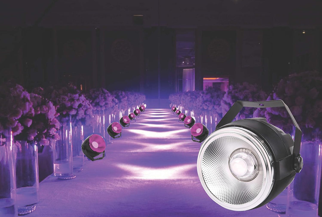 Tom, LED, 35 Watt, RGB-Farbspektrum, COB, LED-Lampe mit einem Reflektor aus glänzendem Aluminium glä