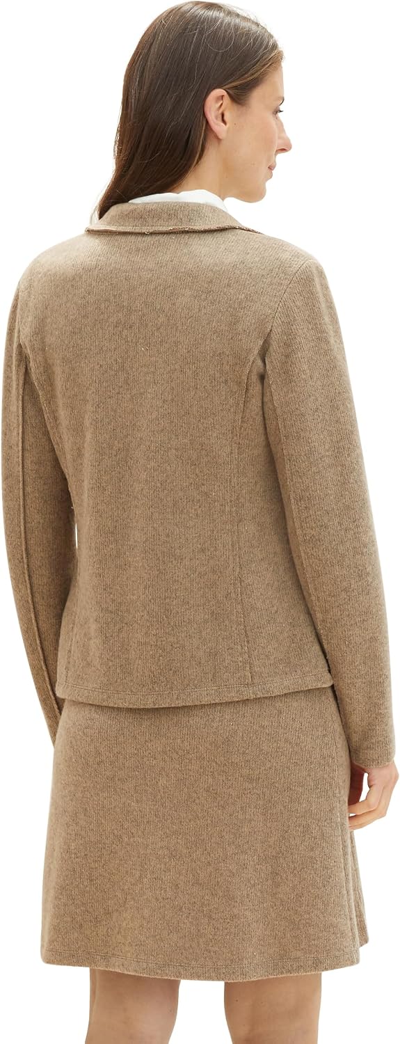 Tom Tailor Damen 1039144 Blazer (1er Pack) L 33962 - Doeskin Melange, L 33962 - Doeskin Melange