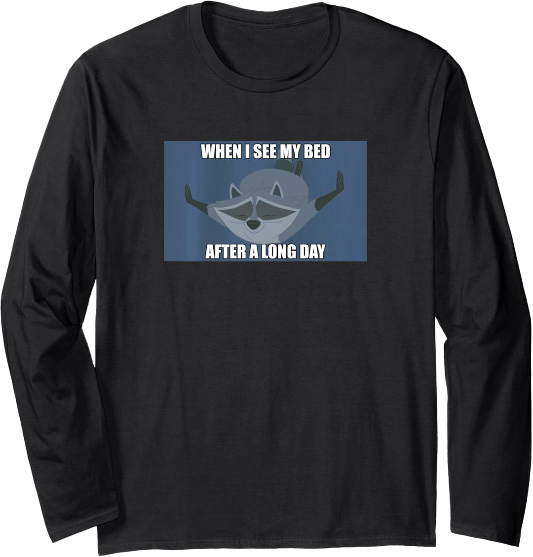 Disney Pocahontas Meeko When I See My Bed Meme Langarmshirt